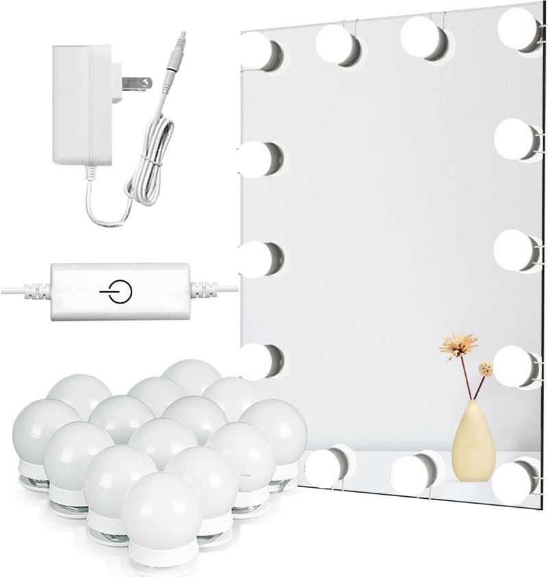 Waneway 14 Bulb Vanity Lights for Mirror, Plug-in Power Adapter & Touch Dimmer, 6,000K, 1350 Lumens (Mirror Not Included) - Image 1